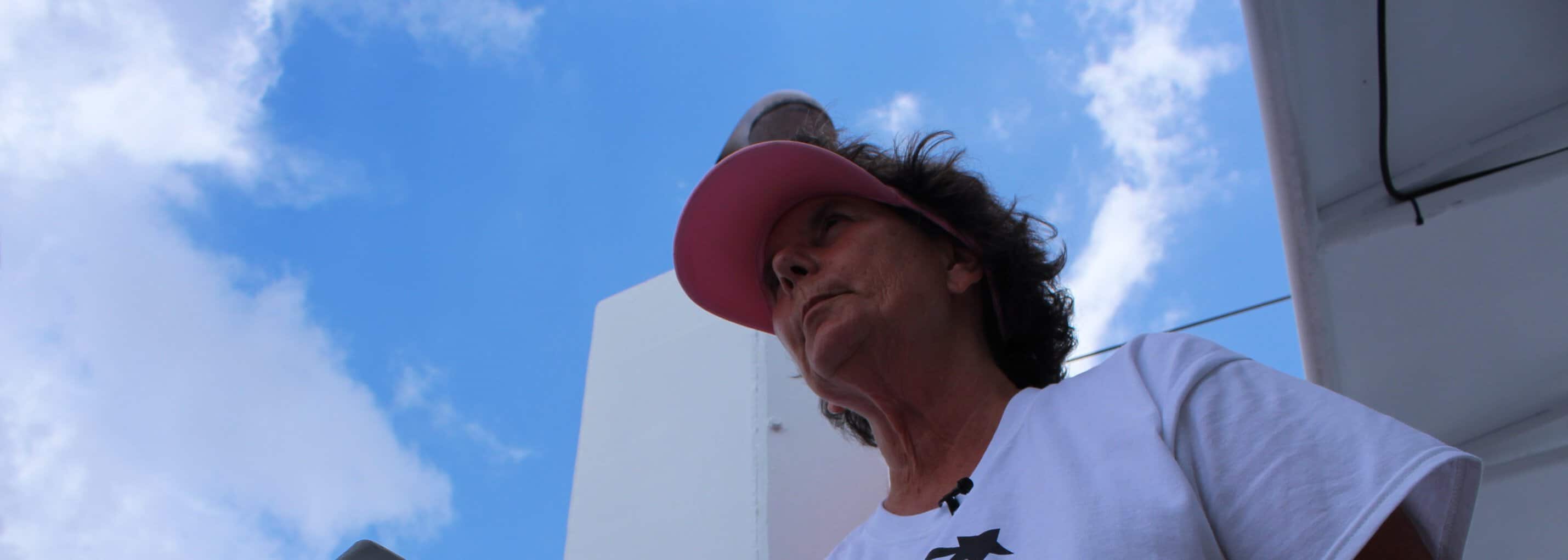 Nancy looking out into the distance