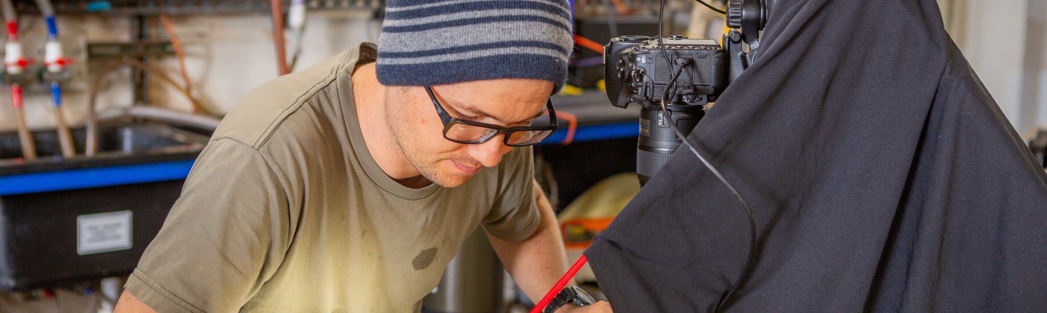 Kevin working on a project