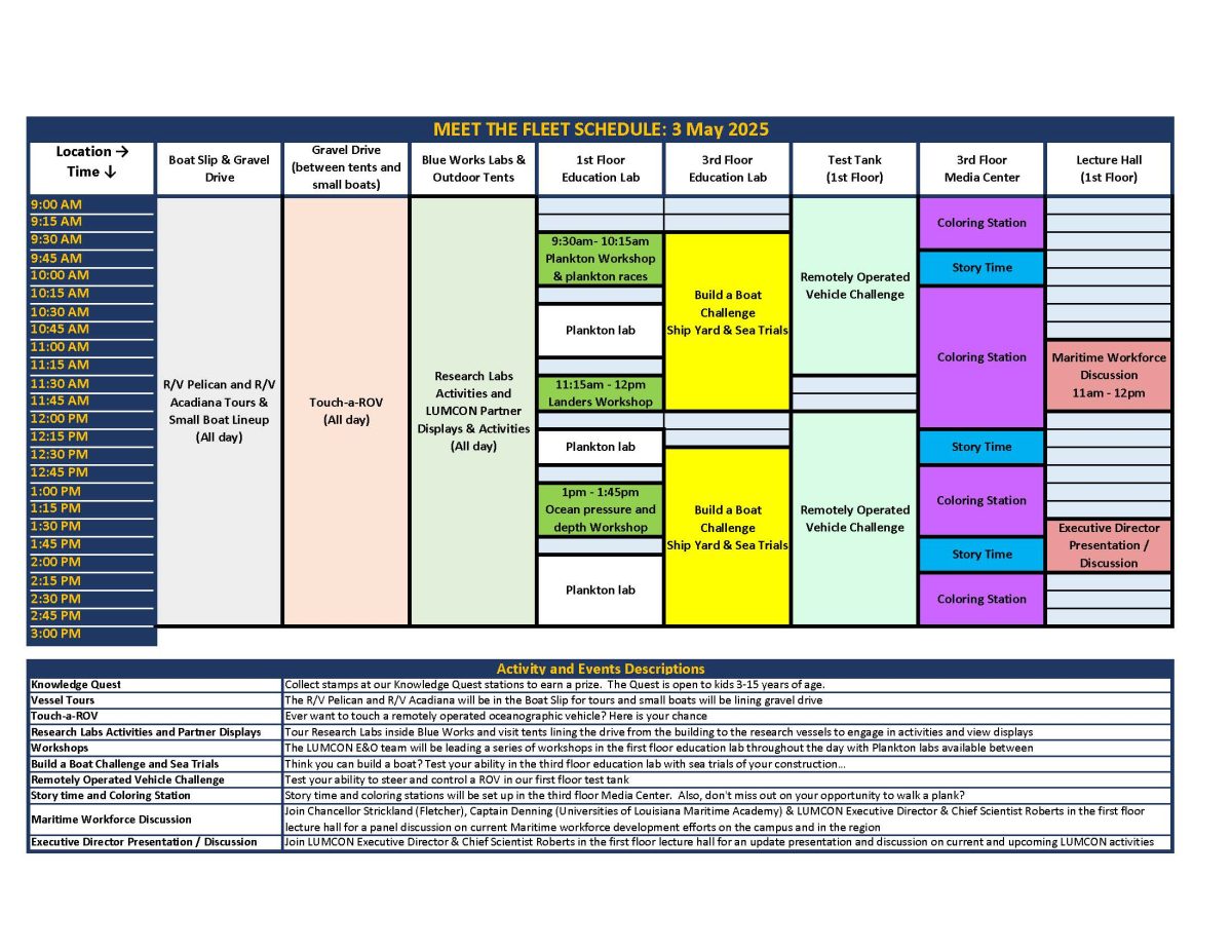 LUMCON 2025 Meet the Fleet draft schedule